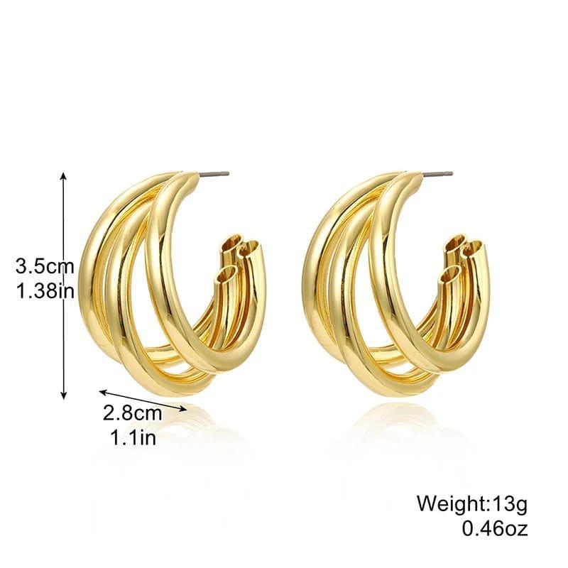 TRI Hoop Gold Plated Earings